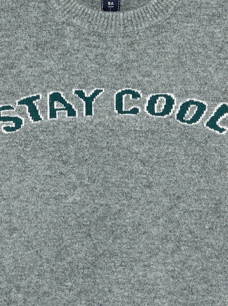 Pull avec message Gris - Kiabi