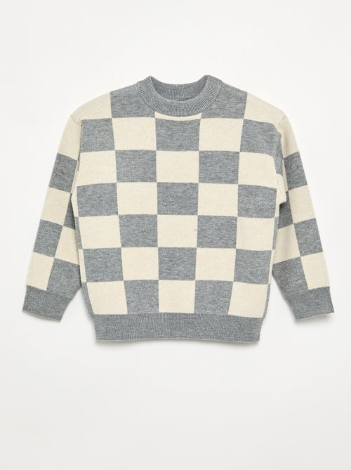 Pull avec motif à damiers - Kiabi