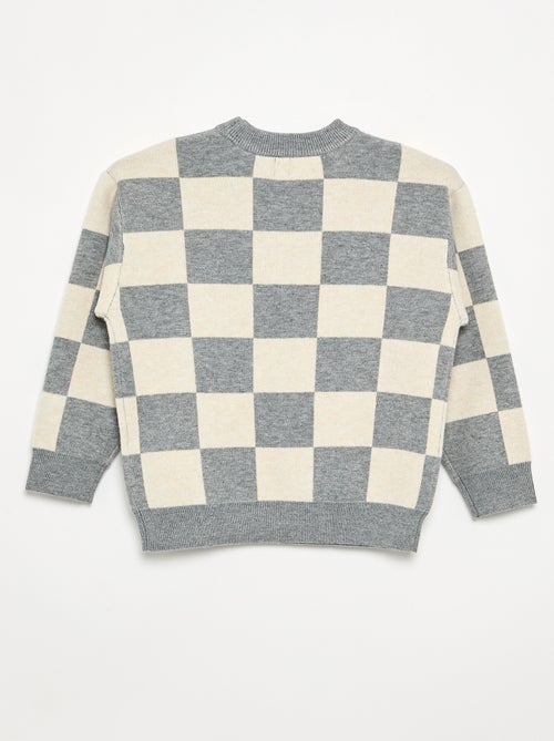 Pull avec motif à damiers - Kiabi