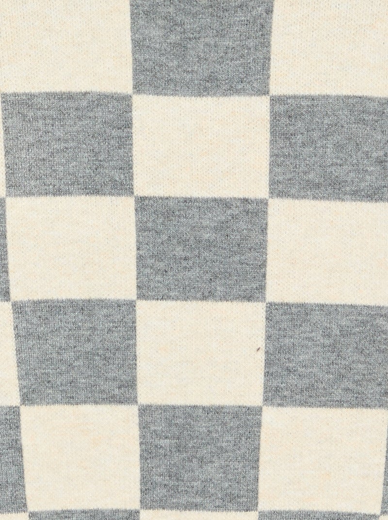 Pull avec motif à damiers Gris - Kiabi