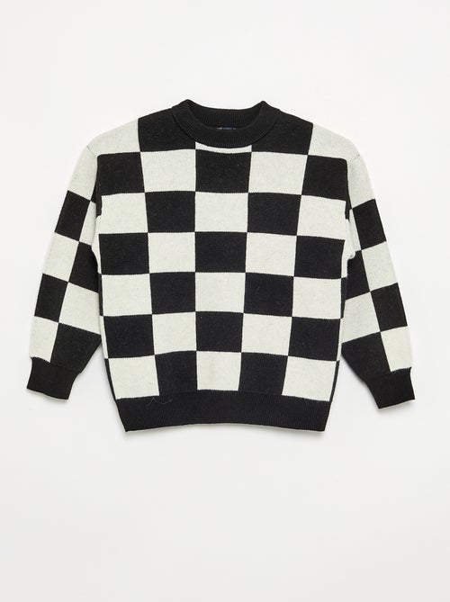 Pull avec motif à damiers - Kiabi