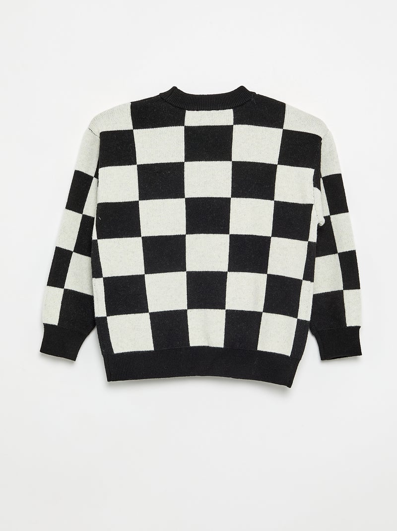 Pull avec motif à damiers Noir - Kiabi