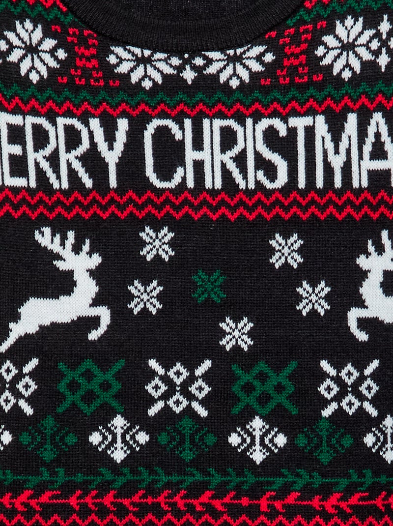 Pull avec motif de Noël Noir - Kiabi
