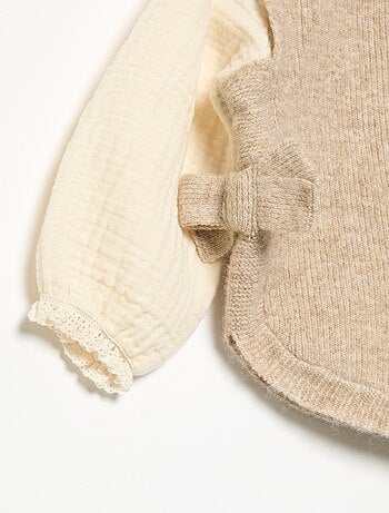 Pull avec nœuds et manches en voile de coton