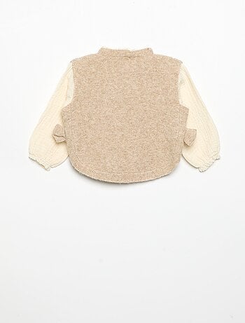 Pull avec nœuds et manches en voile de coton