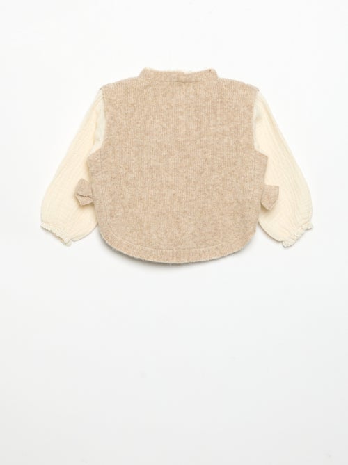 Pull avec nœuds et manches en voile de coton - Kiabi