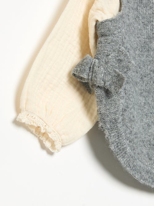 Pull avec nœuds et manches en voile de coton - Kiabi
