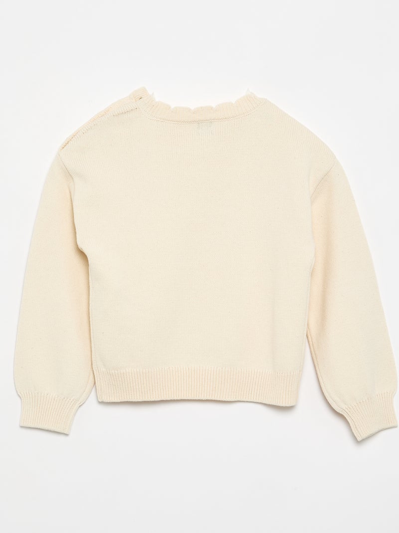 Pull avec ouverture boutonnée épaule Blanc - Kiabi