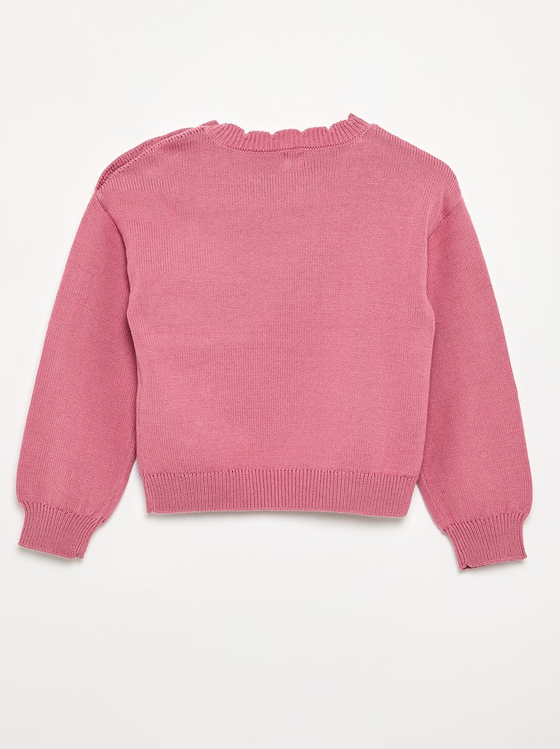 Pull avec ouverture boutonnée épaule Rose - Kiabi