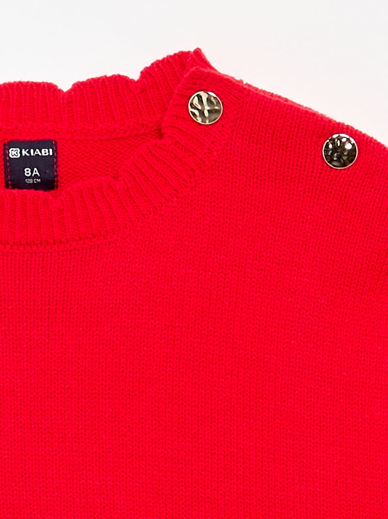 Pull avec ouverture boutonnée épaule Rouge - Kiabi