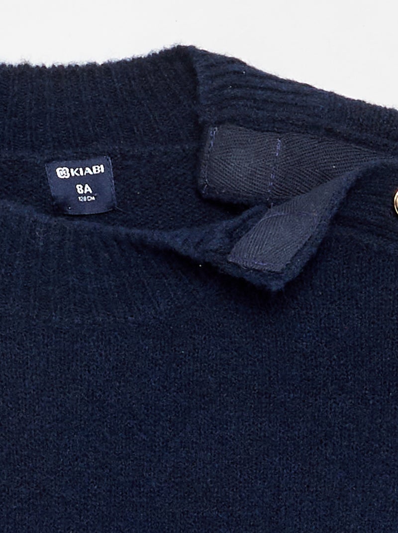 Pull avec ouverture épaule aimantée Marine - Kiabi