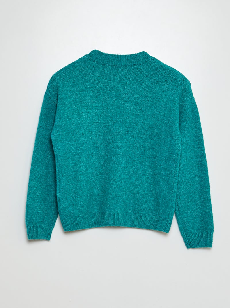 Pull avec poche à rabat Vert - Kiabi