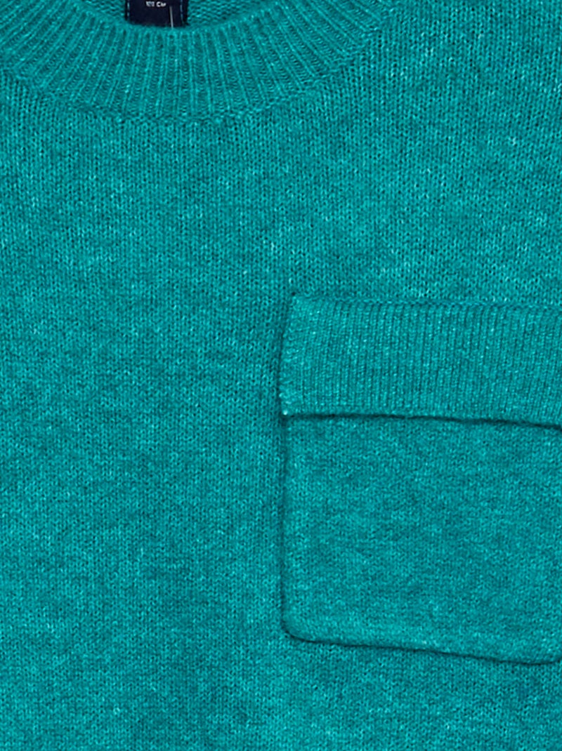Pull avec poche à rabat Vert - Kiabi