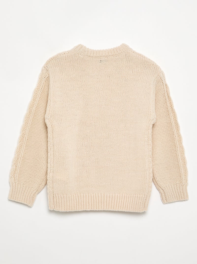 Pull avec torsades Beige - Kiabi