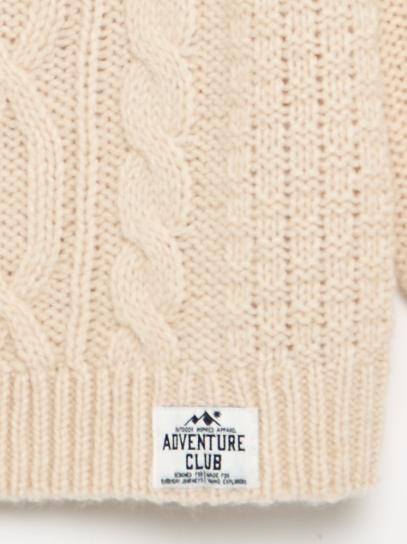 Pull avec torsades Beige - Kiabi