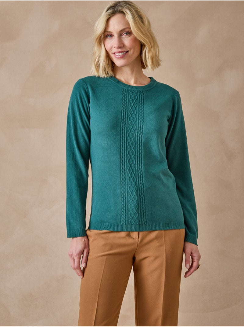 Pull avec torsades toucher doux - DAXON Vert émeraude - Kiabi