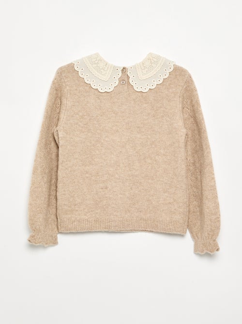 Pull avec un grand col brodé fantaisie - Kiabi Pull avec un grand col brodé fantaisie - Kiabi