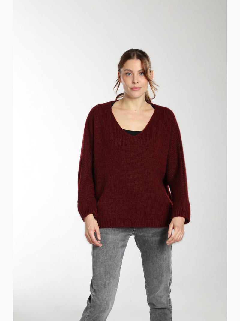 Pull Bary  | Gerard Pasquier Avec Col V | Gerard Pasquier Bordeaux - Kiabi