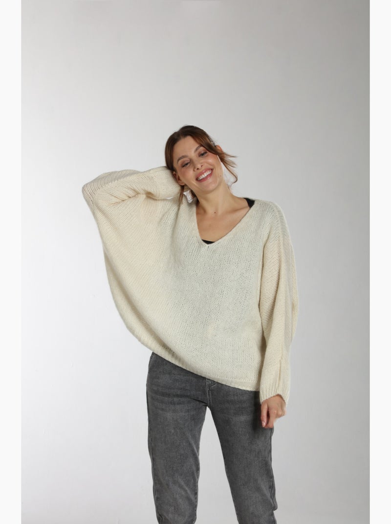 Pull Bary  | Gerard Pasquier Avec Col V | Gerard Pasquier Ecru - Kiabi