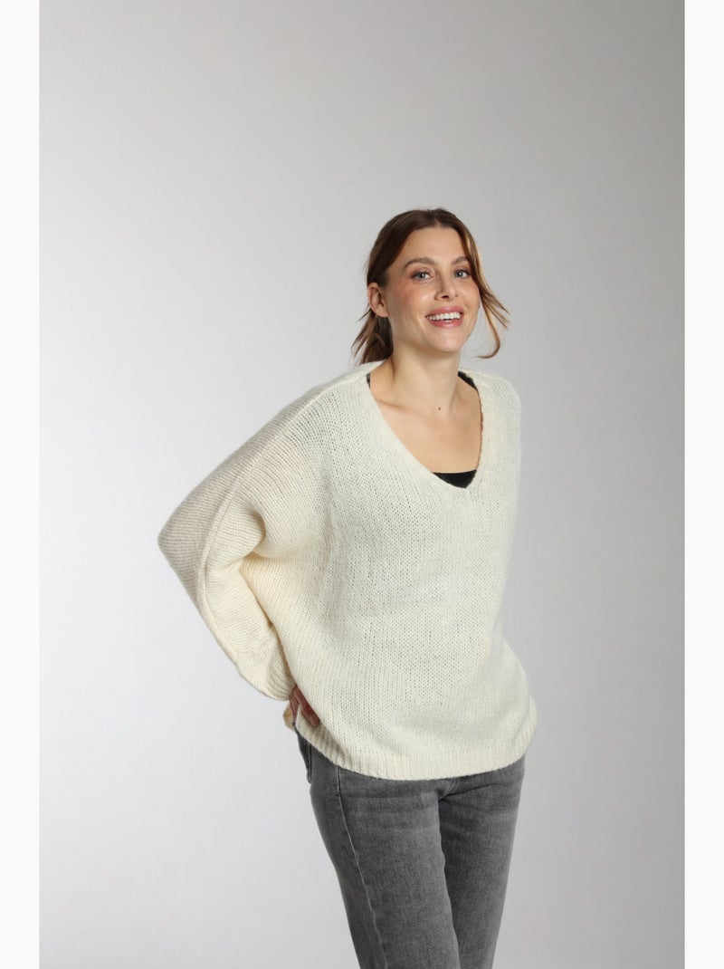 Pull Bary  | Gerard Pasquier Avec Col V | Gerard Pasquier Ecru - Kiabi