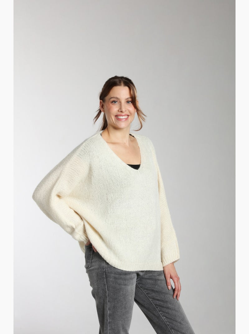 Pull Bary  | Gerard Pasquier Avec Col V | Gerard Pasquier Ecru - Kiabi