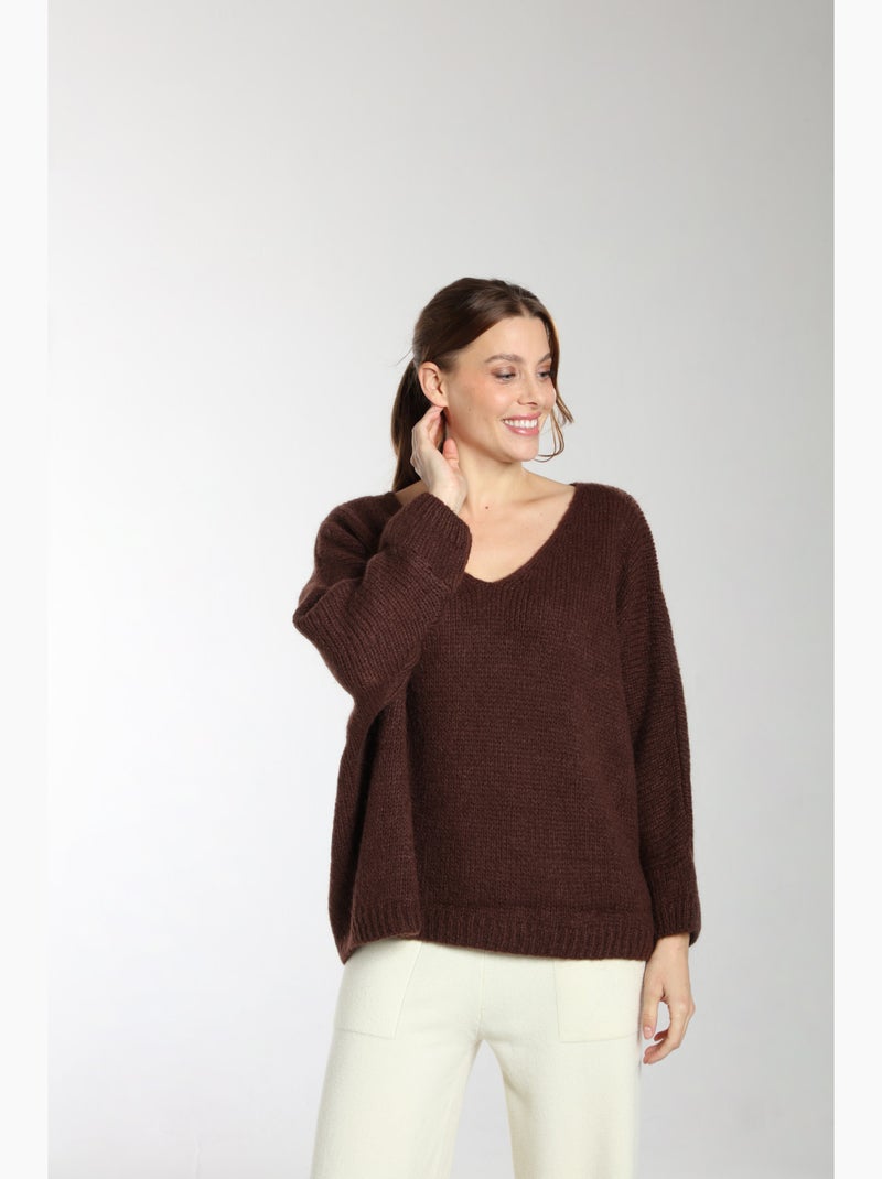 Pull Bary  | Gerard Pasquier Avec Col V | Gerard Pasquier Marron chocolat - Kiabi