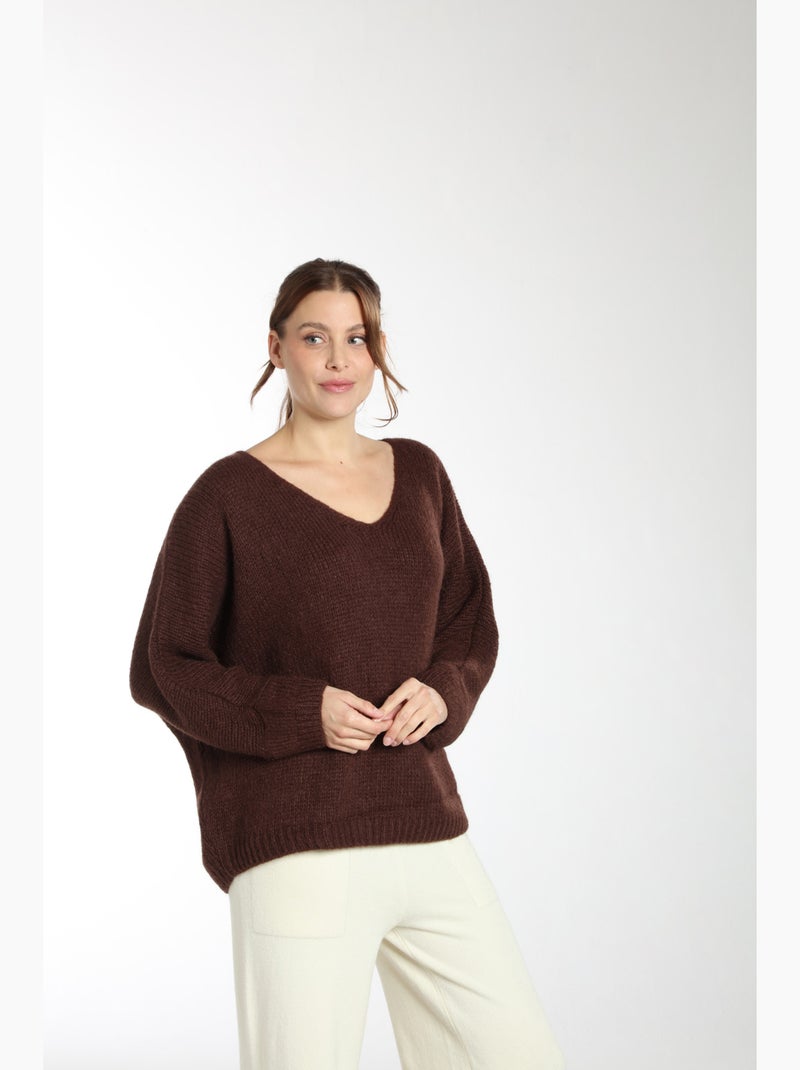 Pull Bary  | Gerard Pasquier Avec Col V | Gerard Pasquier Marron chocolat - Kiabi