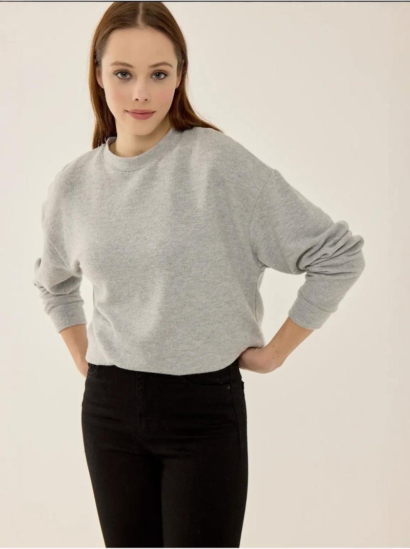 Pull basique coupe décontractée Gris - Kiabi