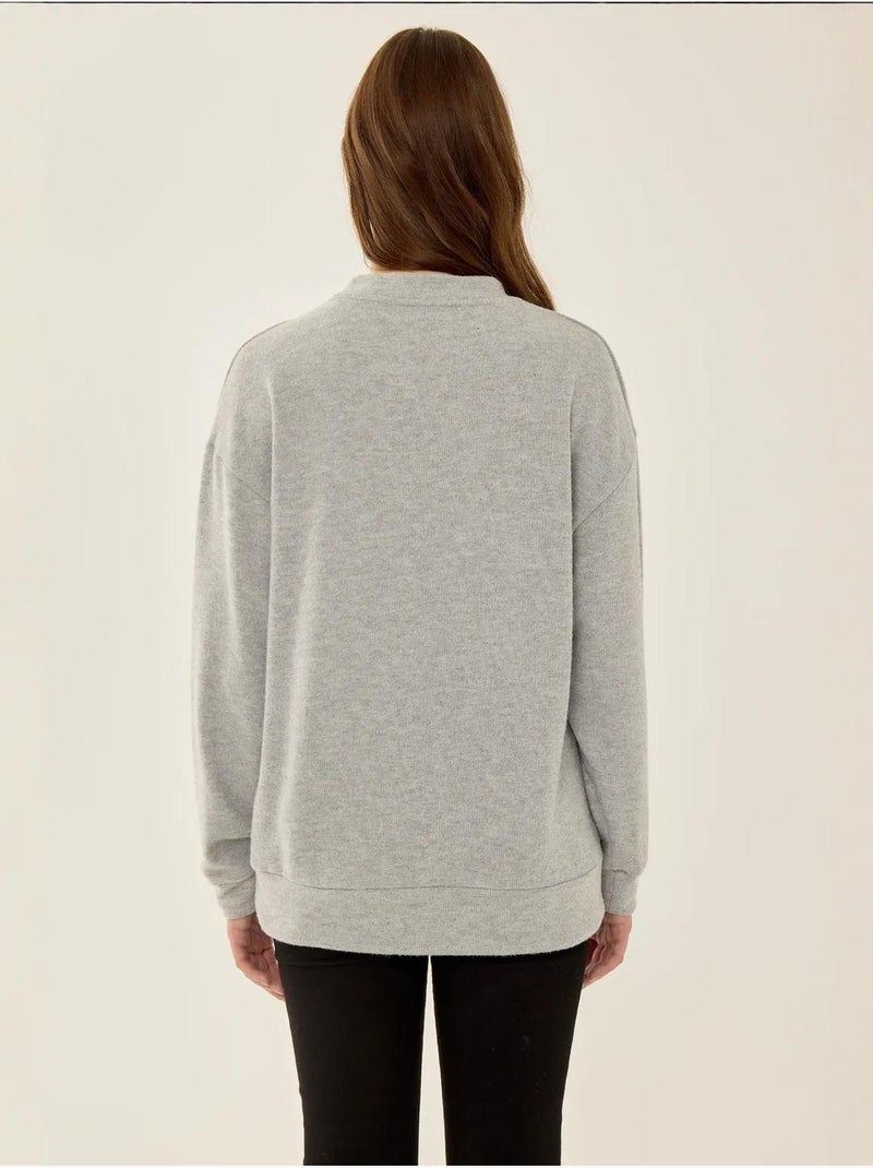 Pull basique coupe décontractée Gris - Kiabi
