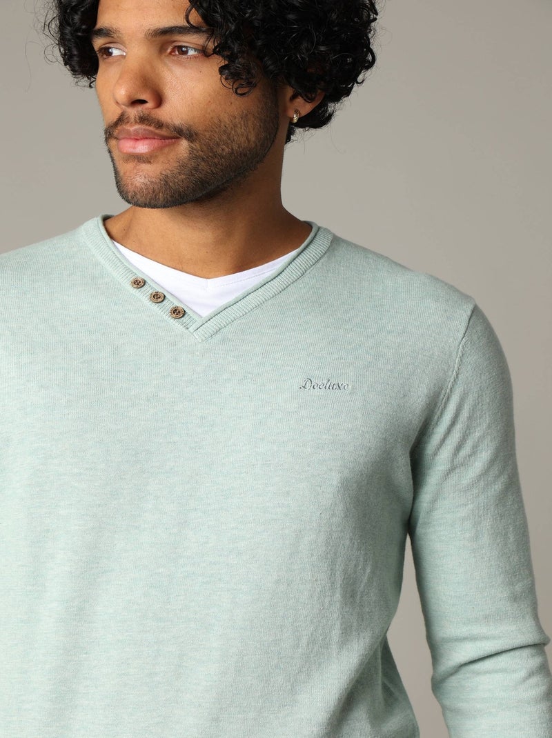 Pull basique en maille 'Deeluxe' Vert tilleul - Kiabi