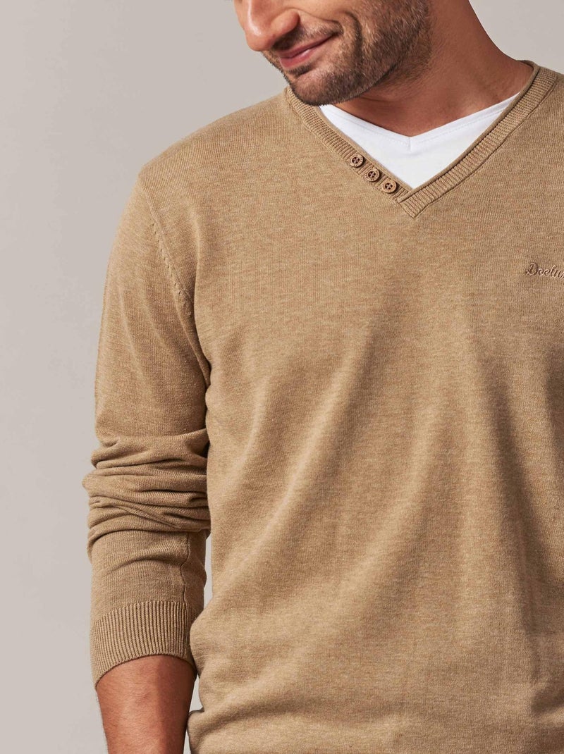 Pull basique en maille pour homme 'Deeluxe' Beige - Kiabi