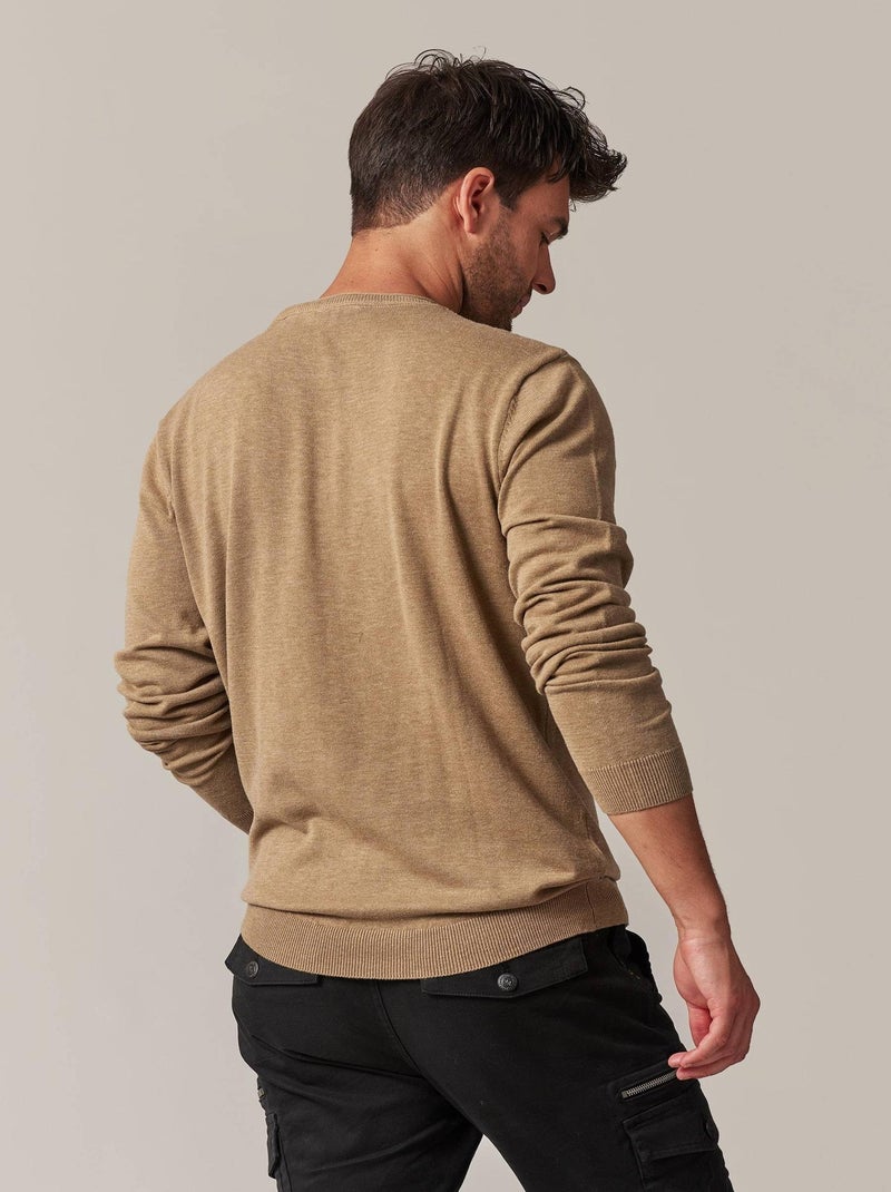 Pull basique en maille pour homme 'Deeluxe' Beige - Kiabi