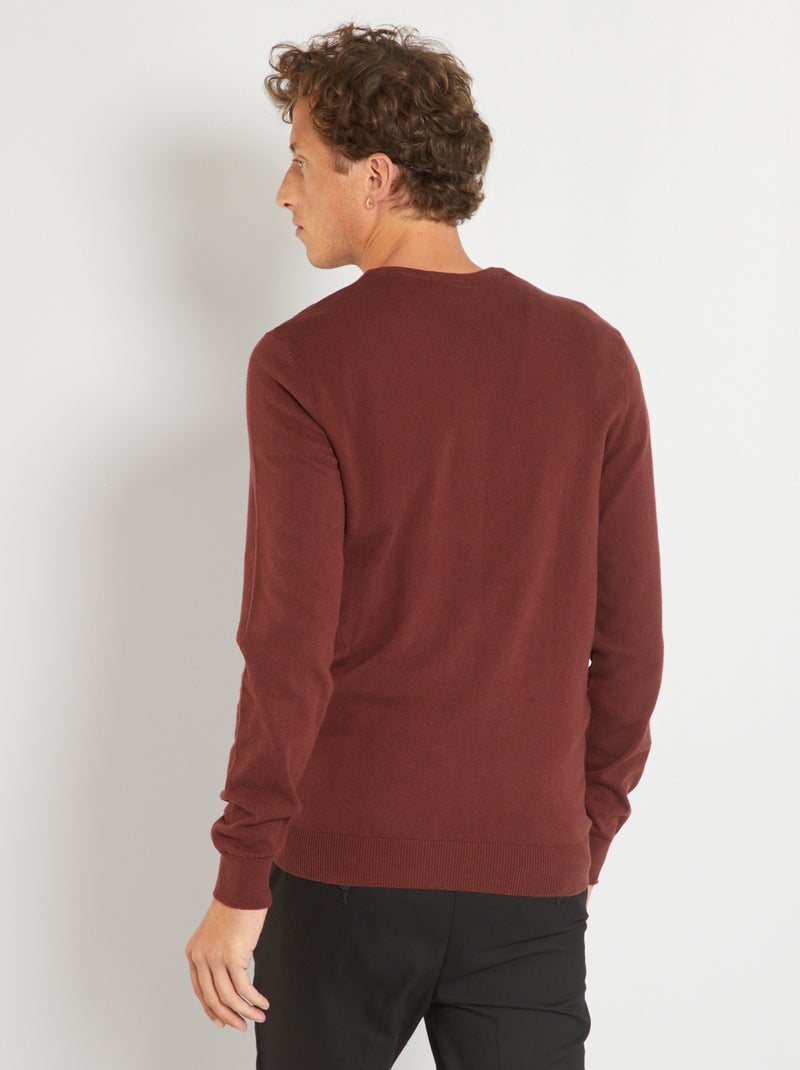Pull basique en maille unie Bordeaux - Kiabi