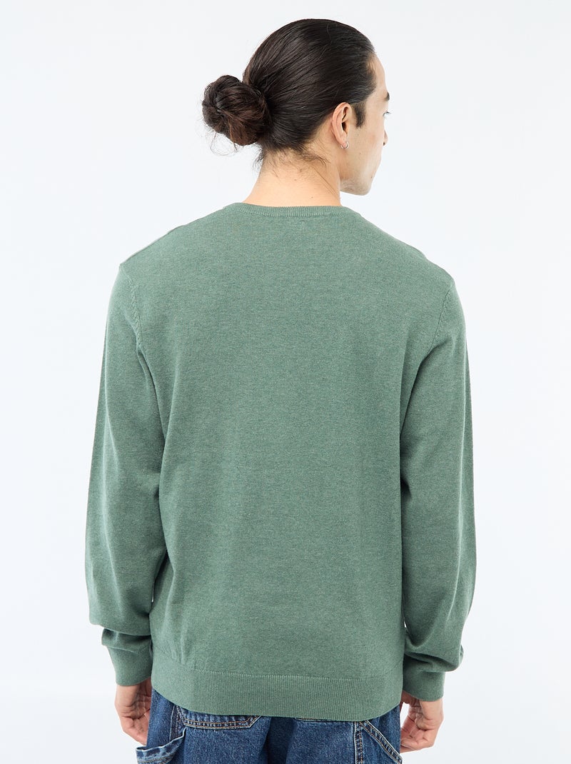 Pull basique en maille unie Vert - Kiabi