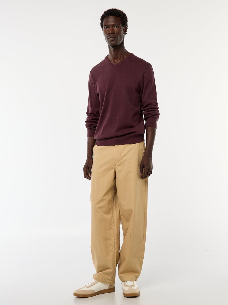 Pull basique en maille unie Violet - Kiabi