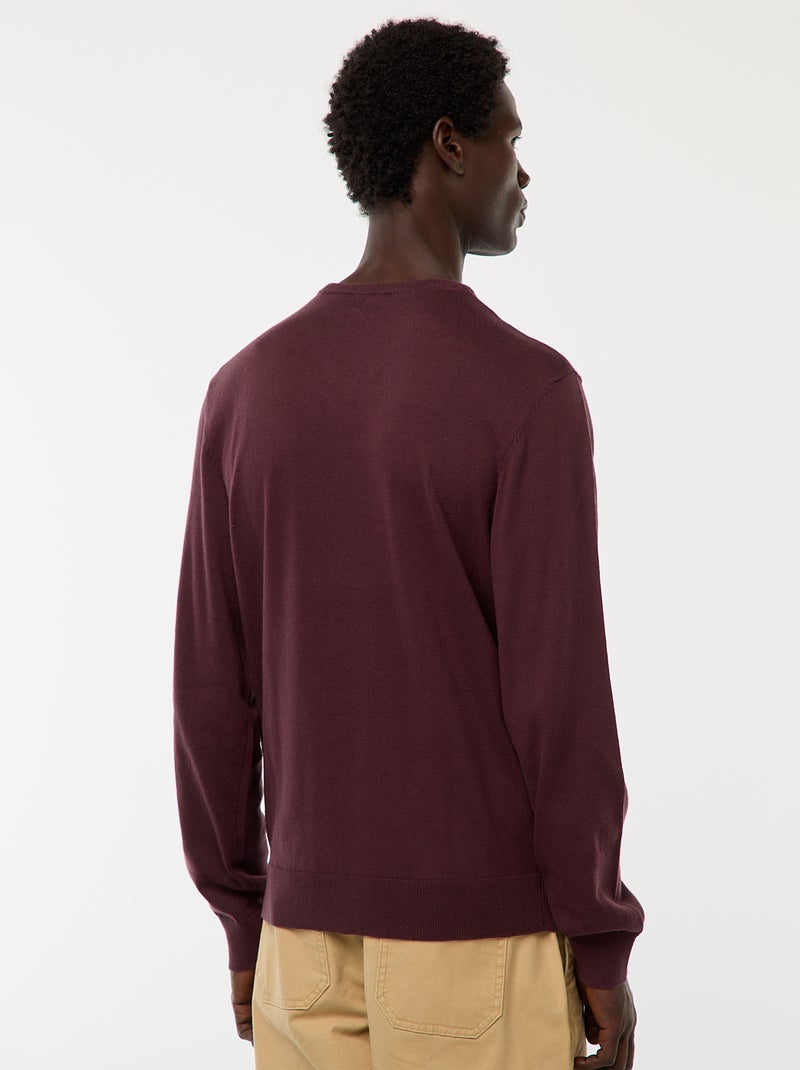 Pull basique en maille unie Violet - Kiabi