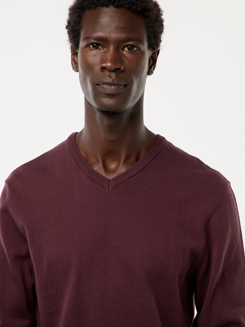 Pull basique en maille unie Violet - Kiabi