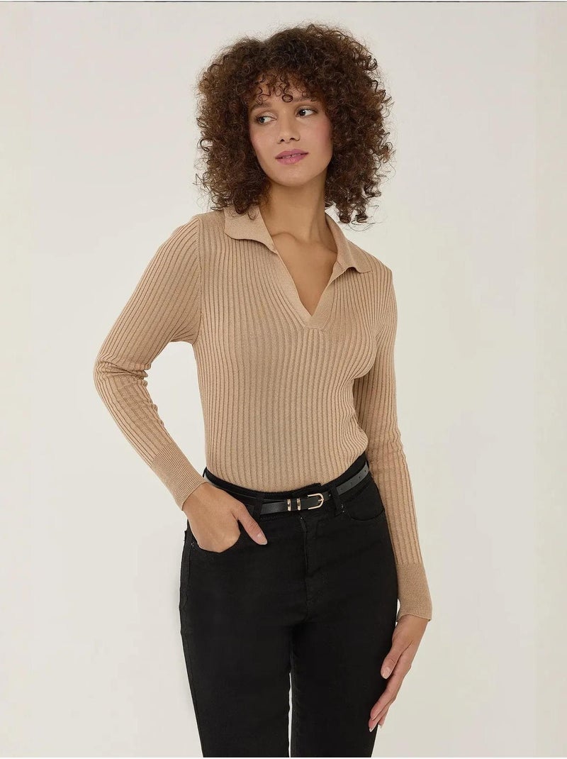 Pull basique Marron - Kiabi