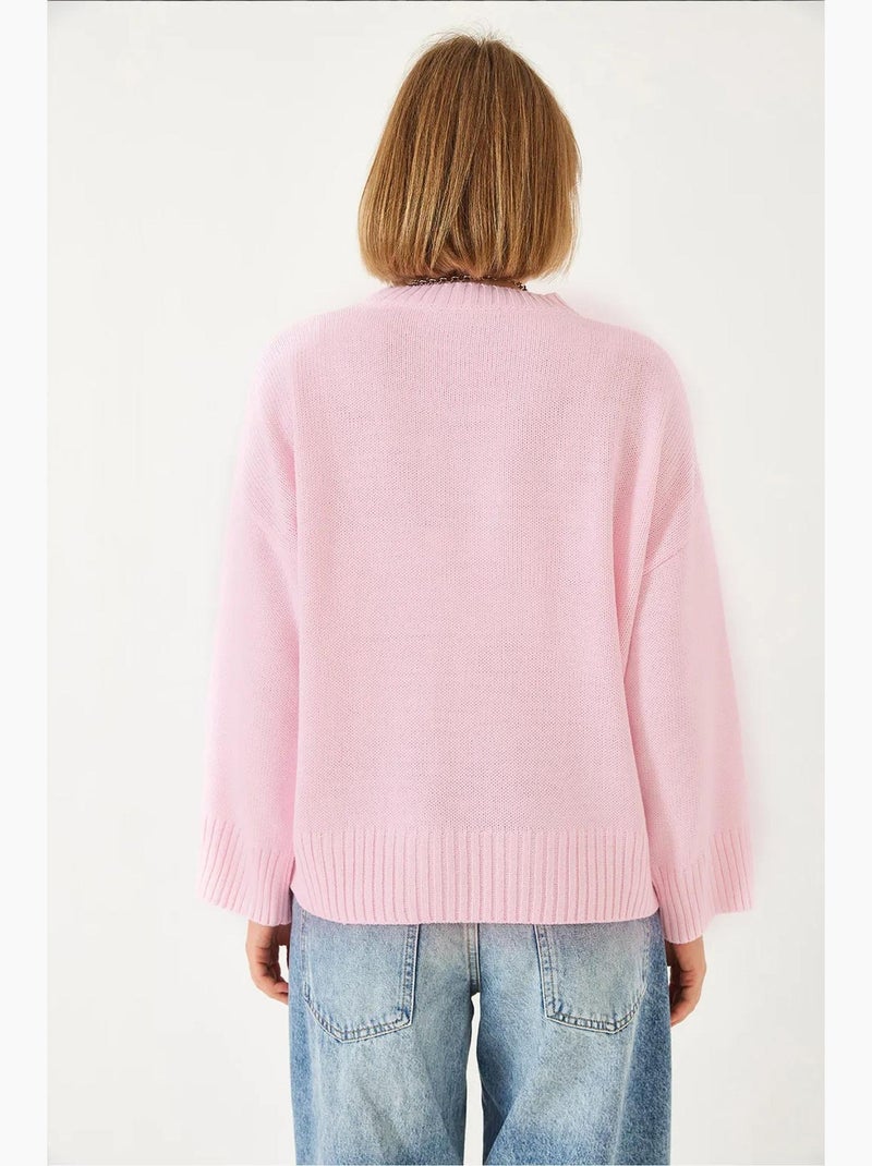 Pull basique oversize en maille lucci Rose clair - Kiabi