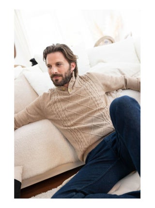 Pull beige moucheté Homme