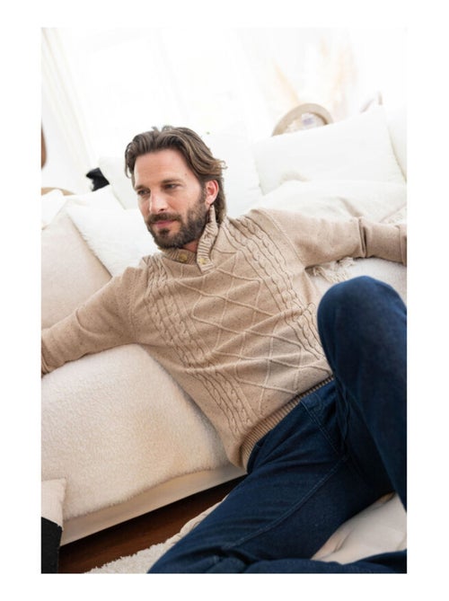 Pull beige moucheté Homme - Kiabi