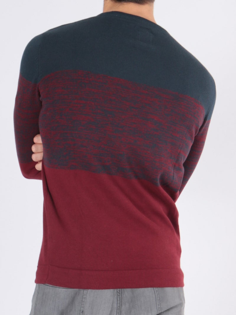 Pull bi-color col rond Bordeaux - Kiabi