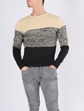 Pull bi-color col rond