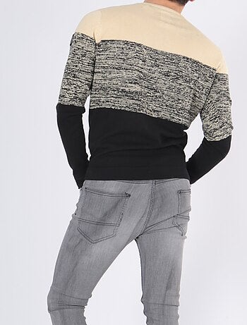 Pull bi-color col rond