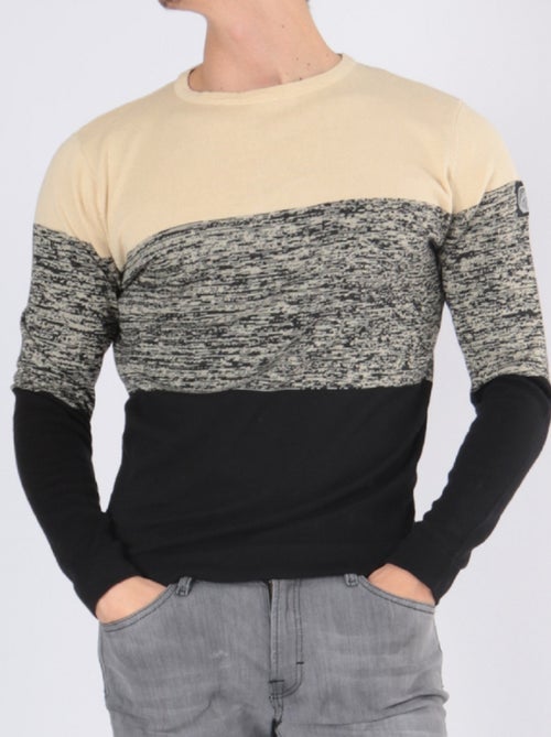 Pull bi-color col rond - Kiabi