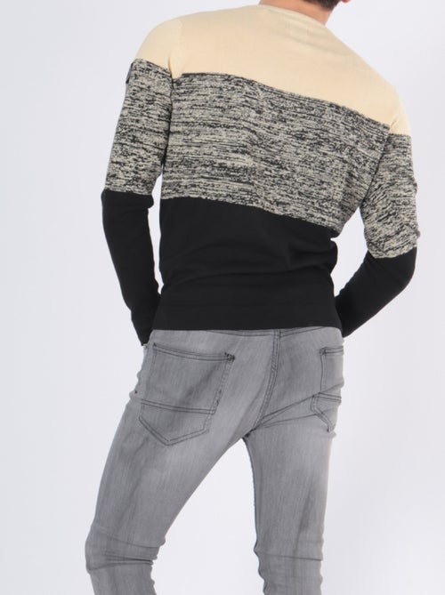 Pull bi-color col rond - Kiabi