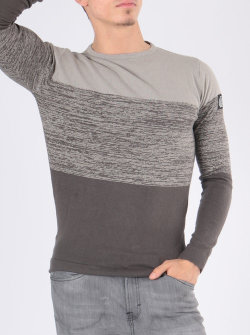 Pull bi-color col rond - Kiabi