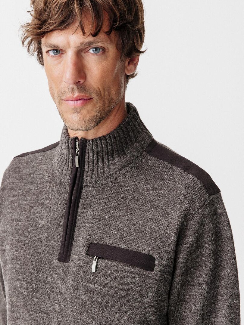 Pull Bi-matières Bleu/gris Armand Thiery Toscane Taille 48/50 - Occasion Très Bon état, Livraison Offerte En France