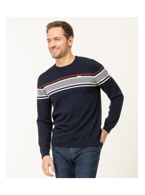Pull bleu marine Homme col rond - Kiabi