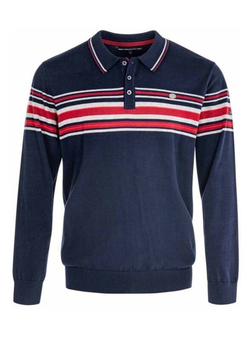 Pull bleu marine Homme rayures placées - Kiabi